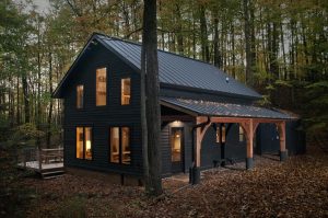 custom timber frame home exterior